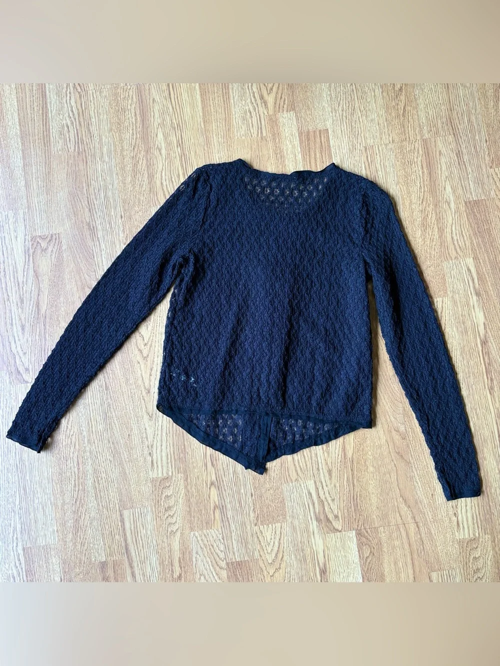 Intimately Free People Black Sheer Lace Long Sleeve Top Whimsigoth Boho Sz S